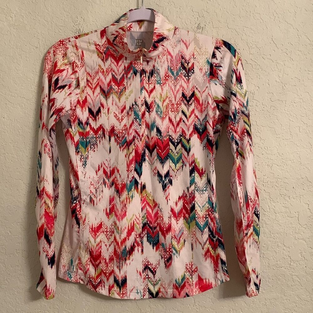 EP NY Long Sleeve Golf Women’s Top 1/4 Zip Multi Print Shirt Size XS